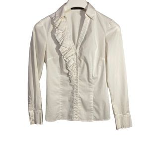 The Limited White Ruffled Button-down Blouse Size Small